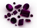 3D African amethyst gemstones