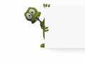 3D alien with a blank sign Royalty Free Stock Photo