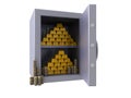 3D bank vault with gold bars & coins