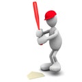 3D Baseball Hitter Royalty Free Stock Photo