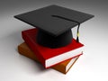 3D Black Graduation Cap & Books