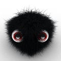 3D Black Hairy Cube with Eyes