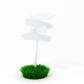 3d blank board on a patch of green fresh grass Royalty Free Stock Photo