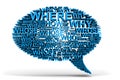 3D blue bubble talk from questions. Royalty Free Stock Photo