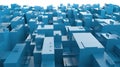 3D blue city panorama of abstract future