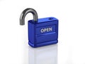 3D blue open lock