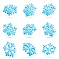 3D Blue Snowflakes