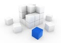 3d blue white business cube