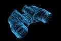 3D blue xray transparent binoculars Royalty Free Stock Photo