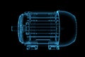 3D blue xray transparent motor Royalty Free Stock Photo