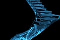 3D blue xray transparent staircase Royalty Free Stock Photo