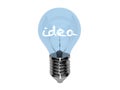 3d bulb showing an idea word