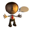 3d business man character with speech bubble Royalty Free Stock Photo