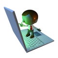 3d business man character standing on laptop Royalty Free Stock Photo