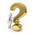 3d business man - Gold question mark Royalty Free Stock Photo