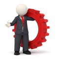 3d business man holding a red gear Royalty Free Stock Photo