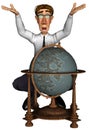 3d businessman global cartoon