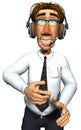 3d businessman headphone close