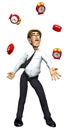 3d businessman juggling time Royalty Free Stock Photo
