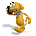 3D cartoon dog talking on phone Royalty Free Stock Photo