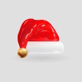 3D Cartoon Santa Claus Red Hat. Vector Realistic Illustration Royalty Free Stock Photo