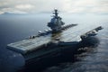 3D CG rendering of USS Midway. High resolution image. An aircraft carrier, AI Generated