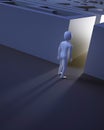 3D character entering a maze Royalty Free Stock Photo