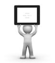 3D Character holding a blank tablet pc