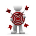 3d character holding a red archery target Royalty Free Stock Photo