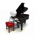 3D character playing the piano
