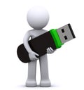 3d character with usb flash drive Royalty Free Stock Photo