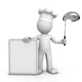 3D chef with blank menu board Royalty Free Stock Photo