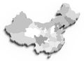 3d China grey map on white