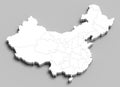 3d China white map on grey