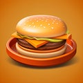 A 3D clay icon of a hamburger