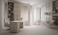 3d clay render of a luxury office interior design