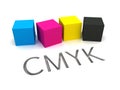 3D CMYK Ink Cubes Royalty Free Stock Photo