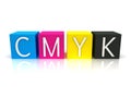 3D CMYK Ink Cubes Royalty Free Stock Photo