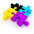 3d colorful CMYK puzzle pieces