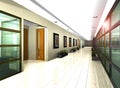 3D computer render illustration of office corridor