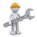 3D construction worker with adjustable wrench