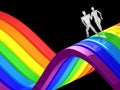 3D couple running rainbow