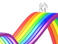 3D couple running rainbow