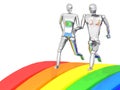 3D couple running rainbow