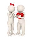 3d couples - Big heart Royalty Free Stock Photo