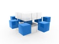 3d cube blue white