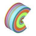 3d curved shape in rainbow color on white