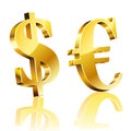 3D dollar and euro sign