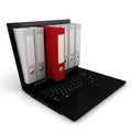 3d dossier popping from a laptop screen Royalty Free Stock Photo