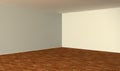 3d empty interior with wood parquet